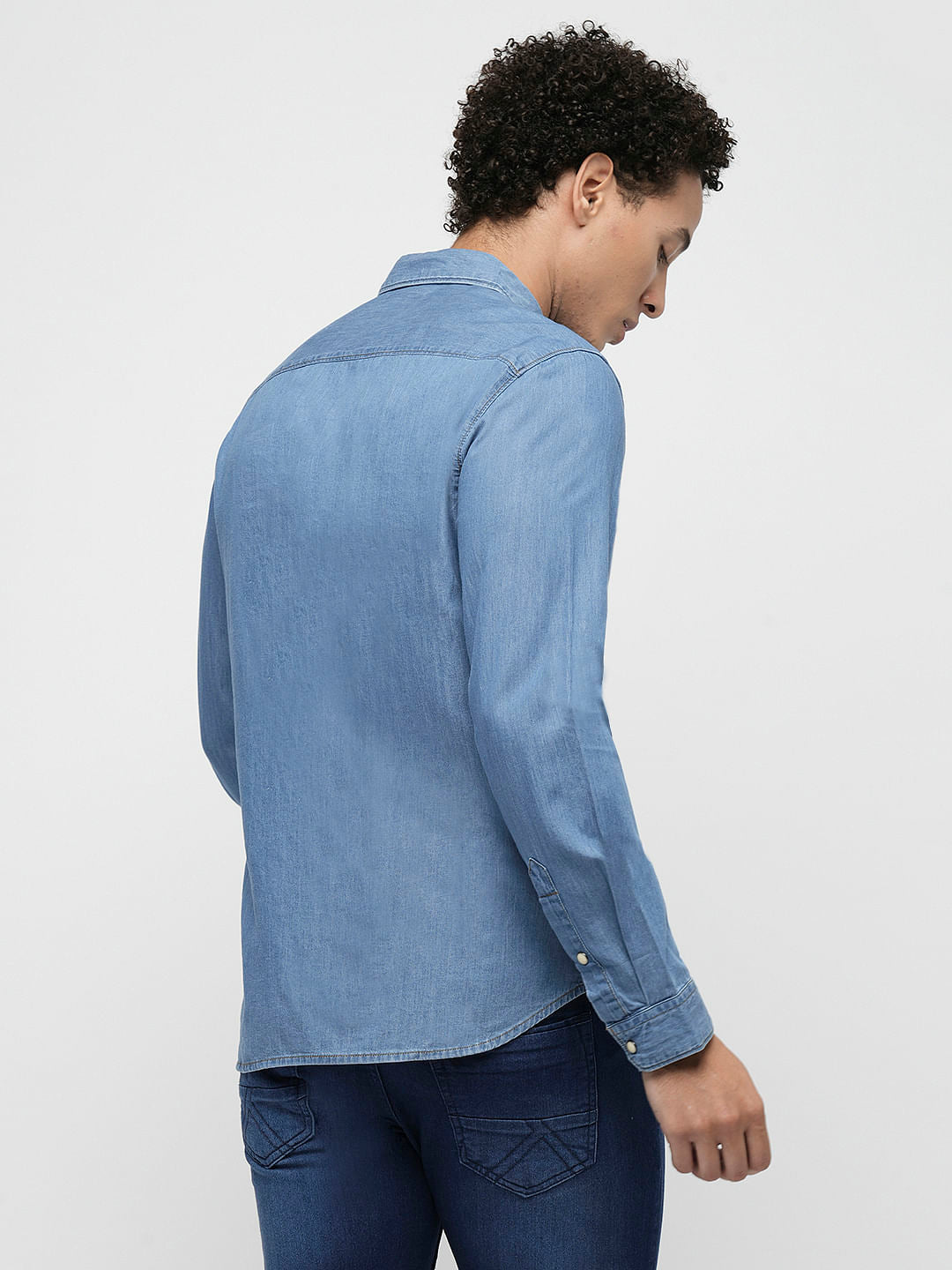 PRODUKT by JACK&JONES Light Blue Full Sleeves Denim Shirt