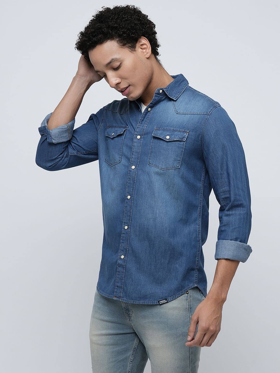 PRODUKT by JACK&JONES Blue Denim Full Sleeves Shirt