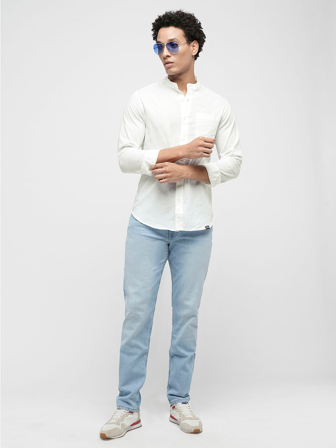 PRODUKT by JACK&JONES White Cotton Full Sleeves Shirt