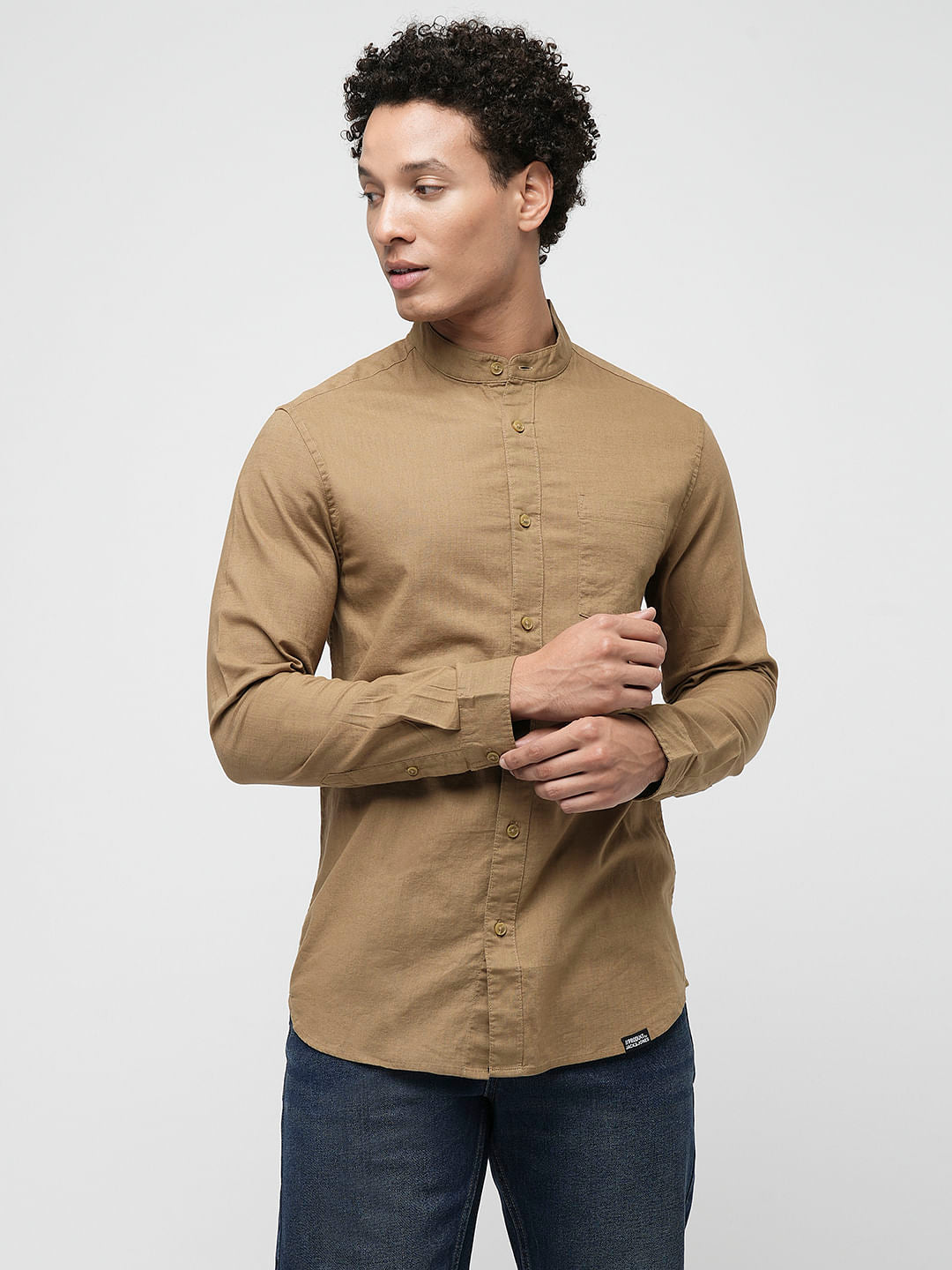PRODUKT by JACK&JONES Brown Cotton Full Sleeves Shirt