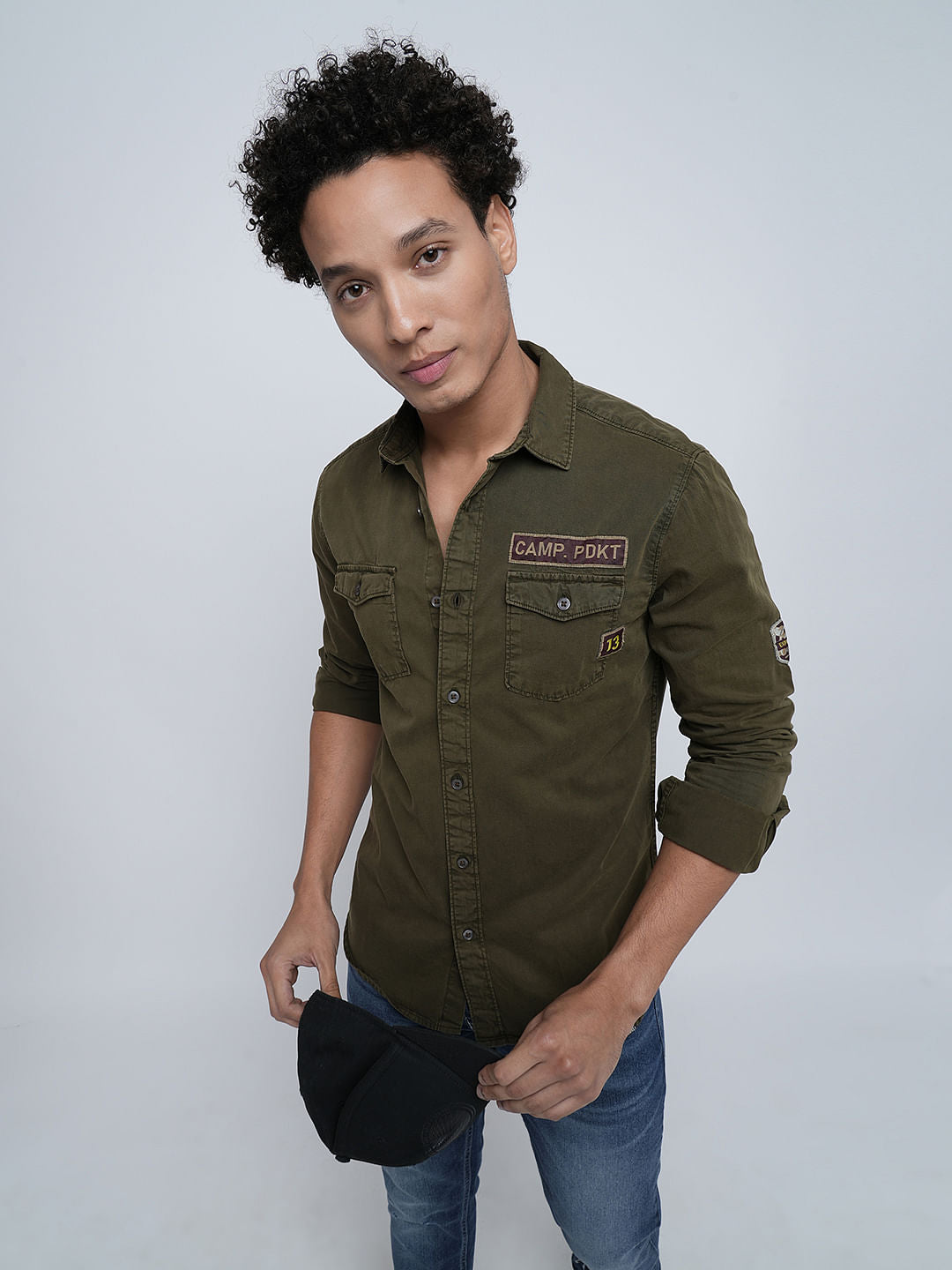 PRODUKT by JACK&JONES Green Printed Full Sleeves Shirt - S