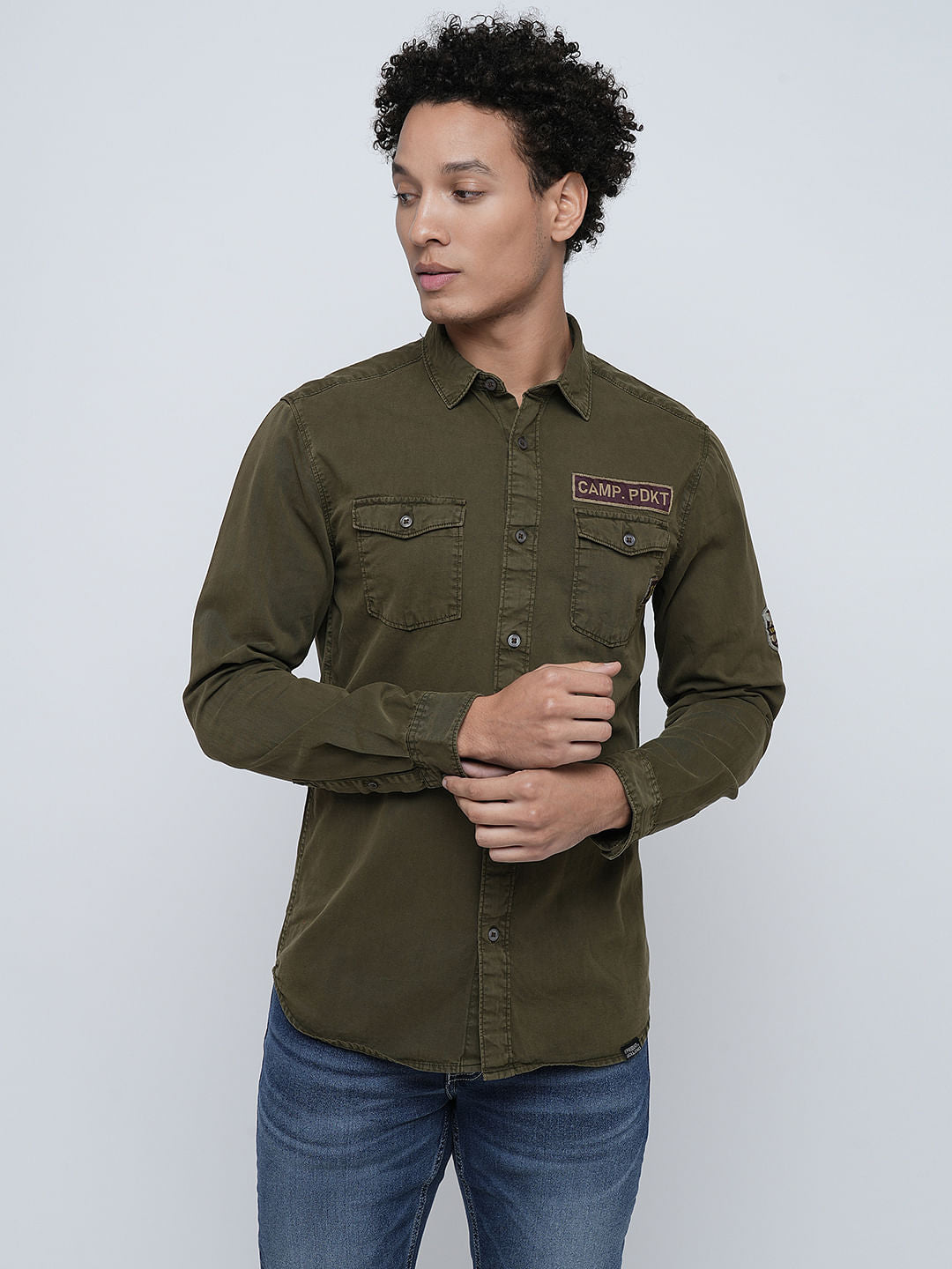 PRODUKT by JACK&JONES Green Printed Full Sleeves Shirt