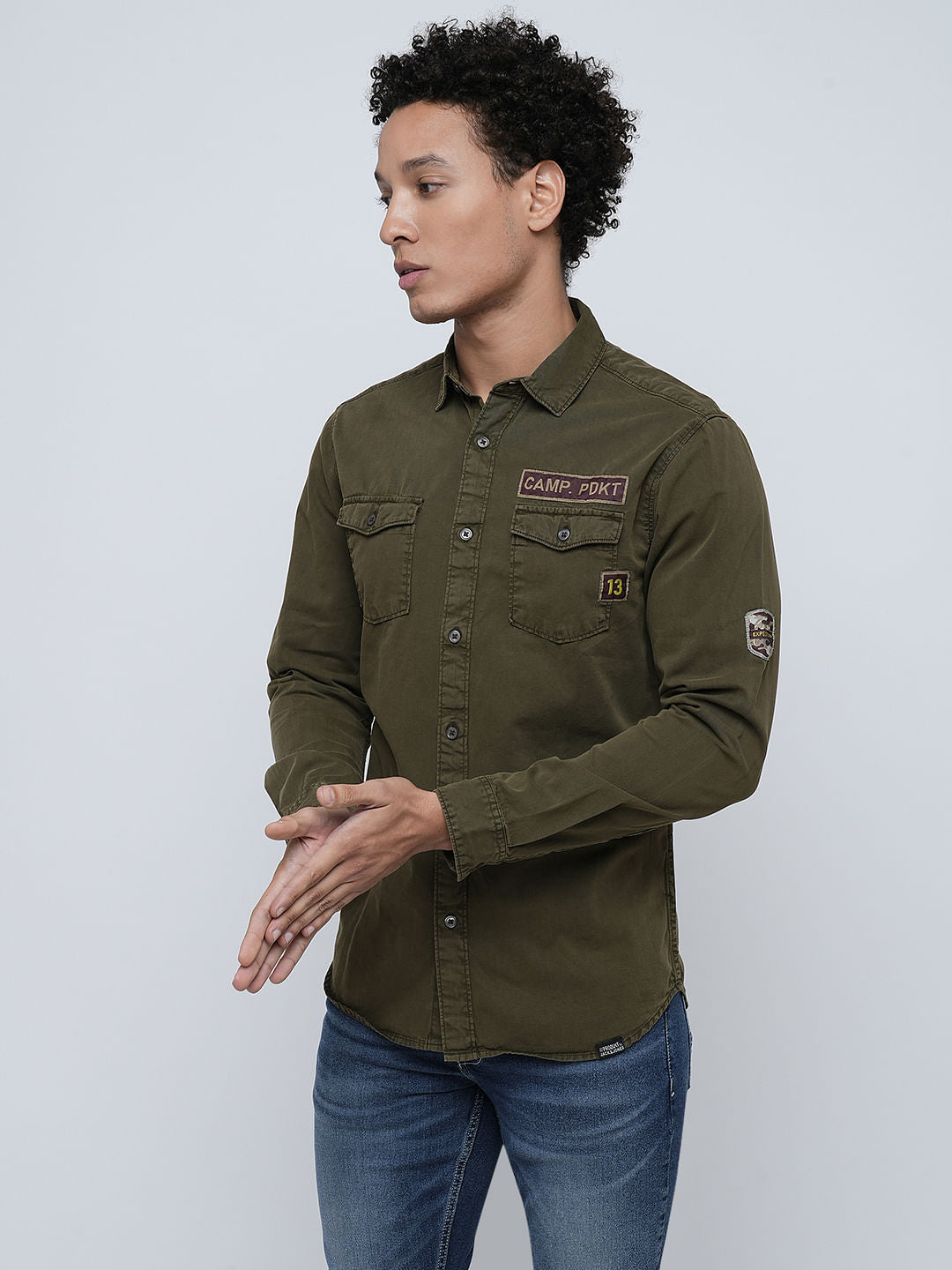 PRODUKT by JACK&JONES Green Printed Full Sleeves Shirt