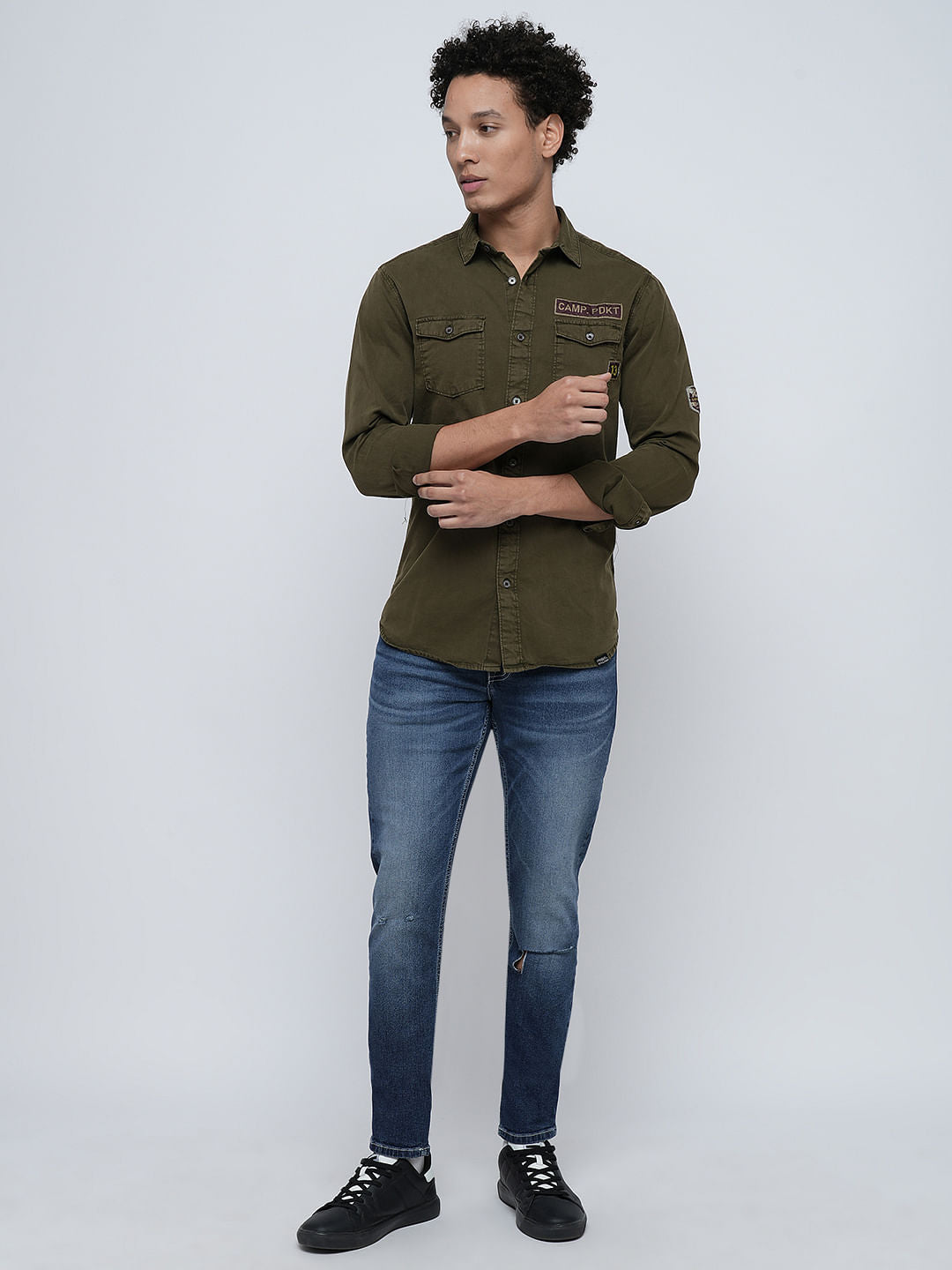 PRODUKT by JACK&JONES Green Printed Full Sleeves Shirt