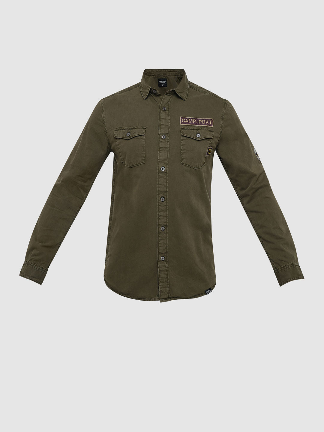 PRODUKT by JACK&JONES Green Printed Full Sleeves Shirt