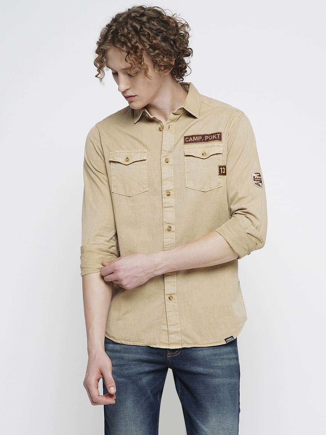 PRODUKT by JACK&JONES Brown Printed Full Sleeves Shirt