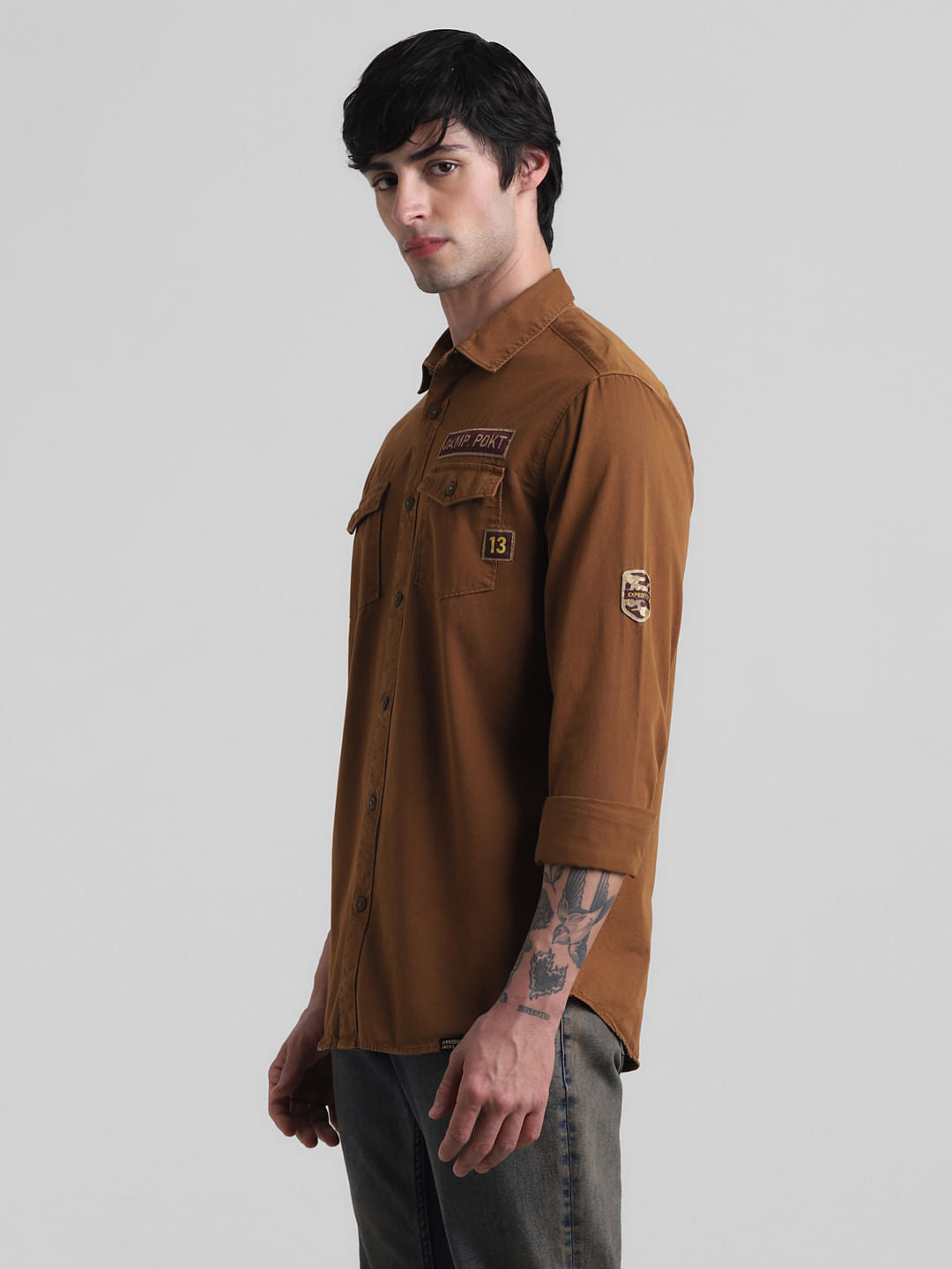 PRODUKT by JACK&JONES Dark Brown Full Sleeves Shirt