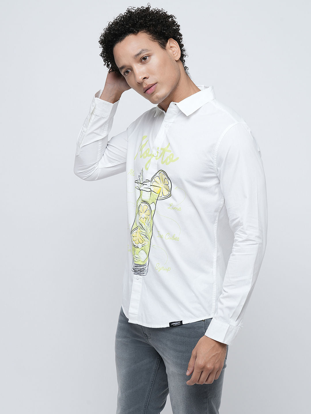 PRODUKT by JACK&JONES White Printed Full Sleeves Shirt