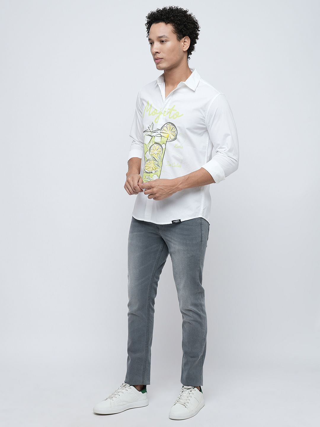 PRODUKT by JACK&JONES White Printed Full Sleeves Shirt
