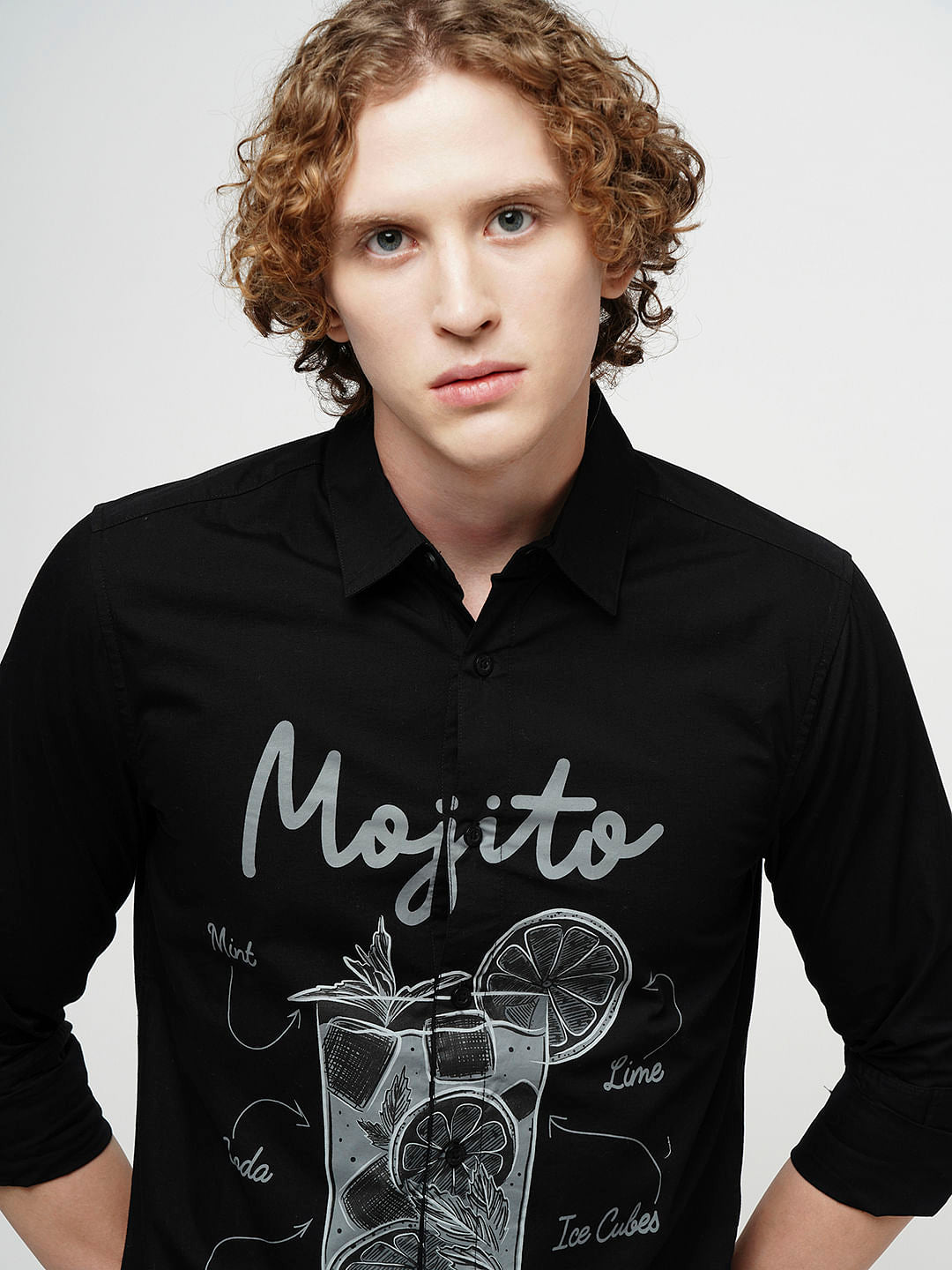 PRODUKT by JACK&JONES Black Printed Full Sleeves Shirt