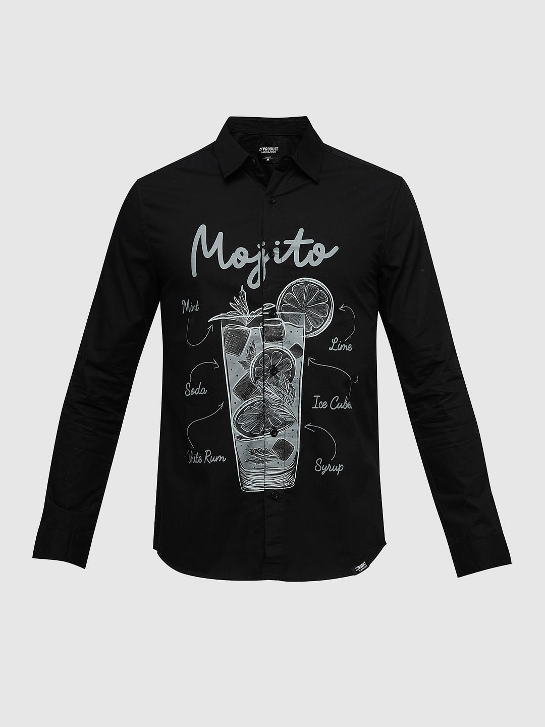 PRODUKT by JACK&JONES Black Printed Full Sleeves Shirt