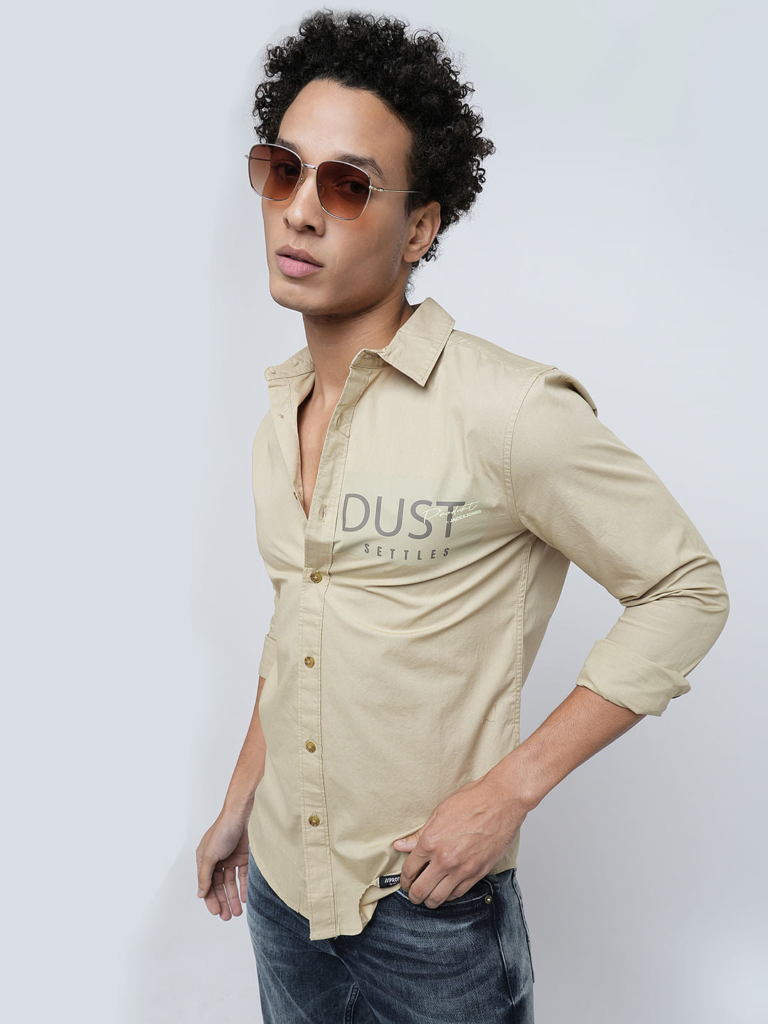 PRODUKT by JACK&JONES Light Brown Full Sleeves Shirt - S
