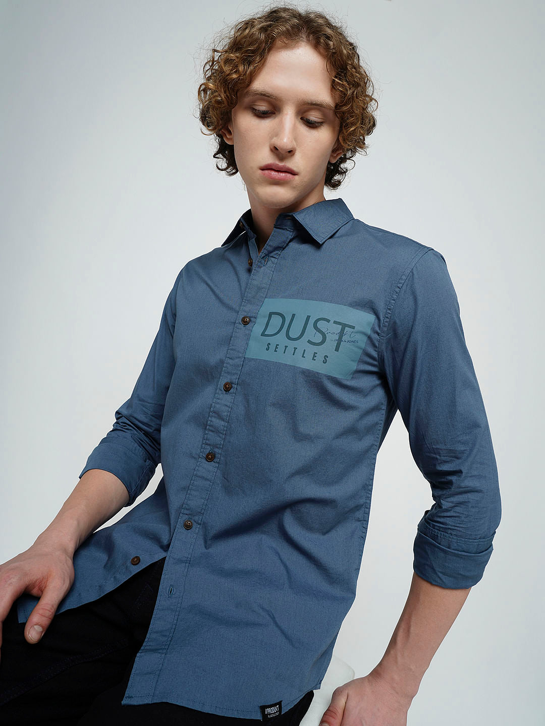 PRODUKT by JACK&JONES Blue Printed Full Sleeves Shirt - S
