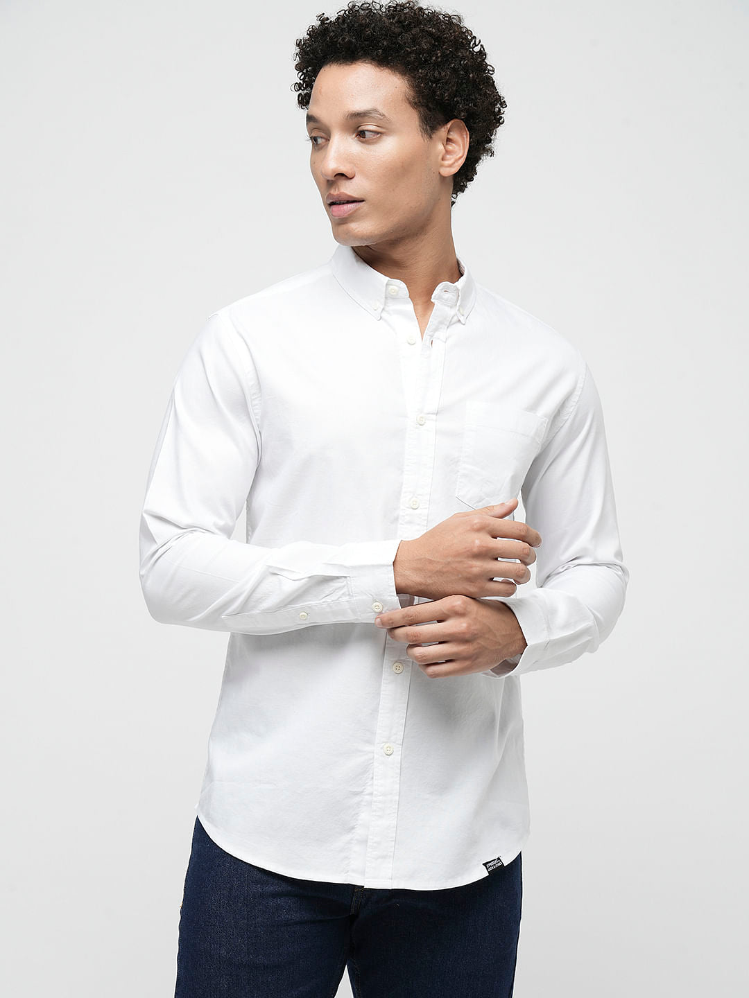 PRODUKT by JACK&JONES White Cotton Full Sleeves Shirt