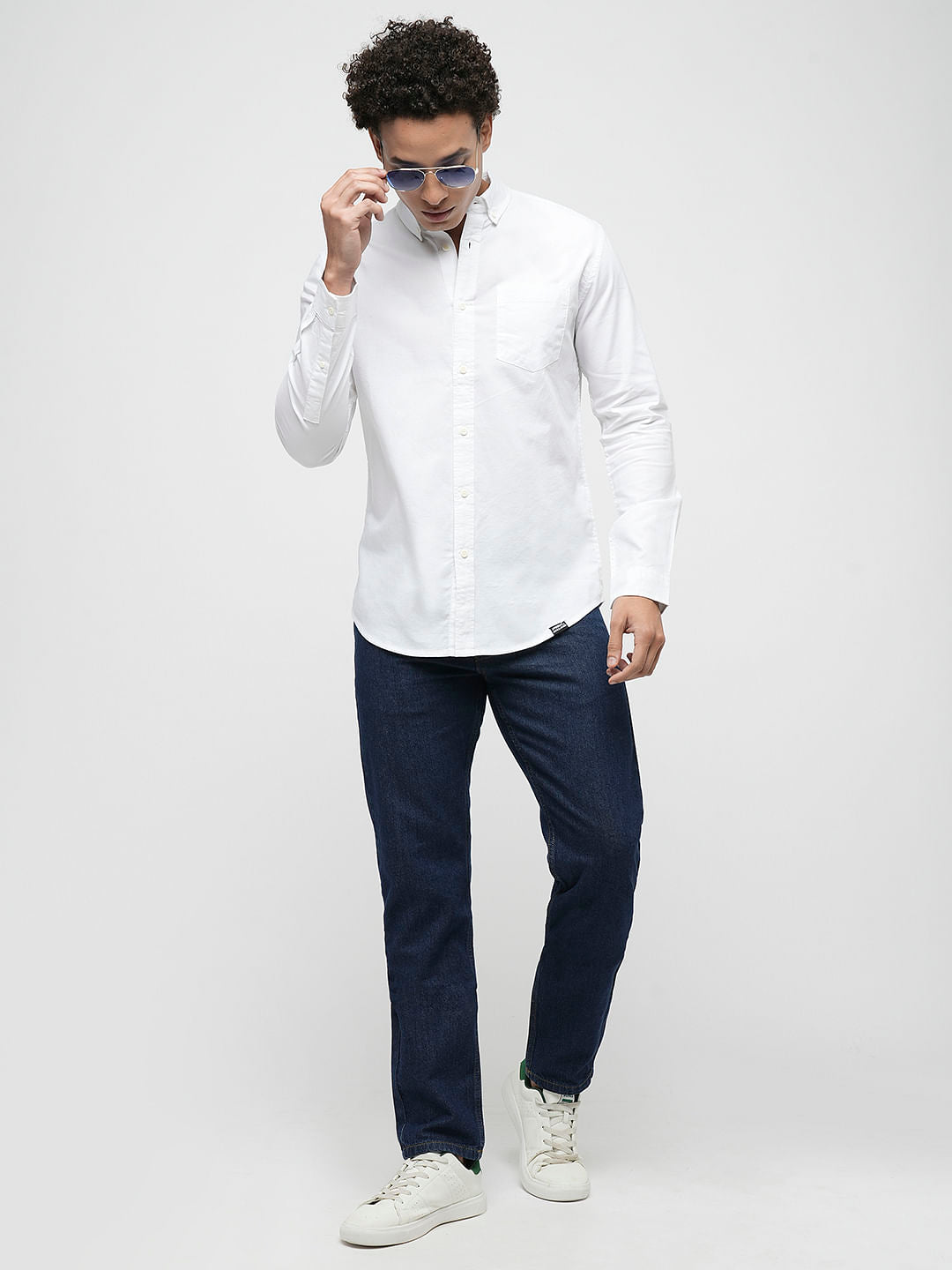 PRODUKT by JACK&JONES White Cotton Full Sleeves Shirt