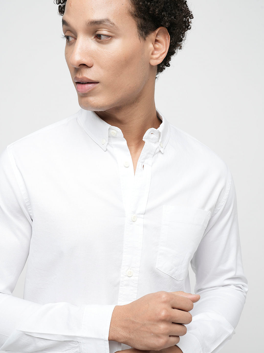 PRODUKT by JACK&JONES White Cotton Full Sleeves Shirt