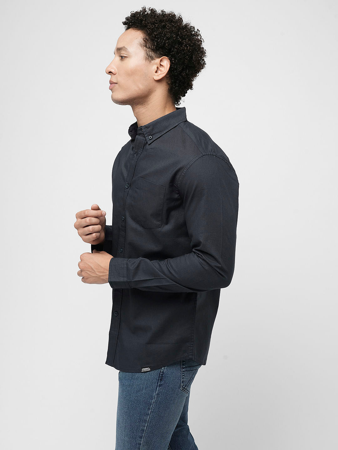PRODUKT by JACK&JONES Navy Blue Full Sleeves Shirt