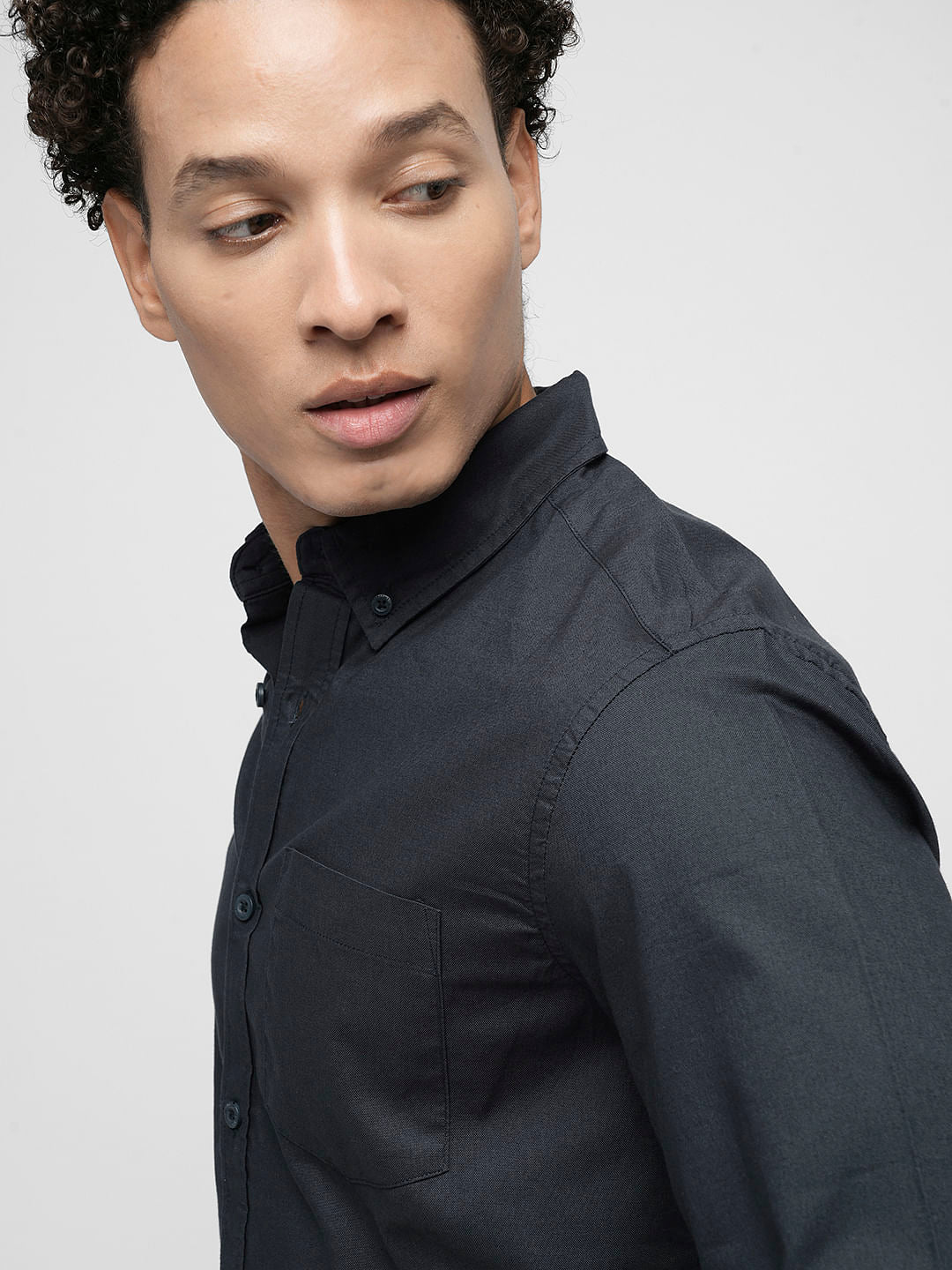 PRODUKT by JACK&JONES Navy Blue Full Sleeves Shirt