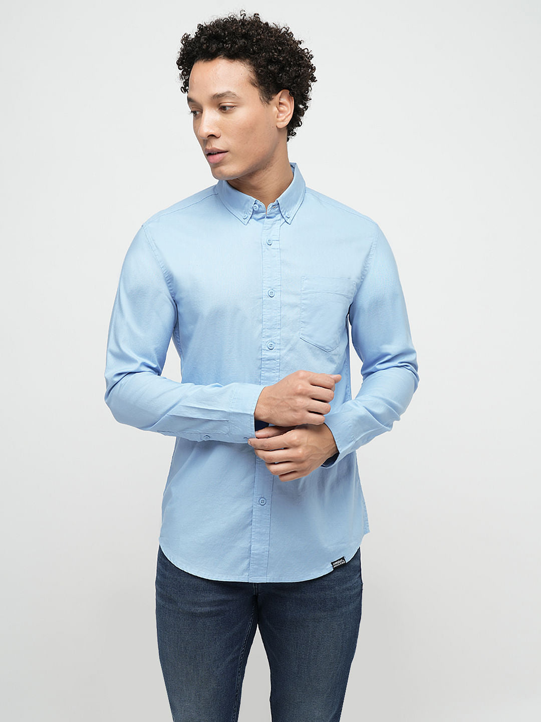 PRODUKT by JACK&JONES Sky Blue Cotton Full Sleeves Shirt
