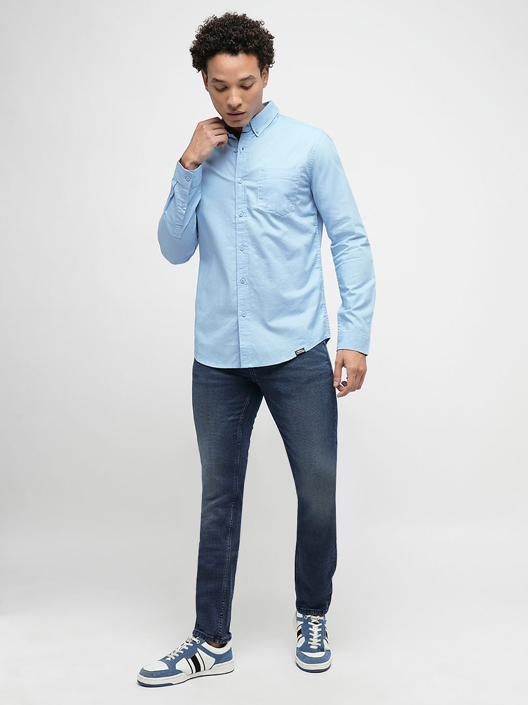 PRODUKT by JACK&JONES Sky Blue Cotton Full Sleeves Shirt