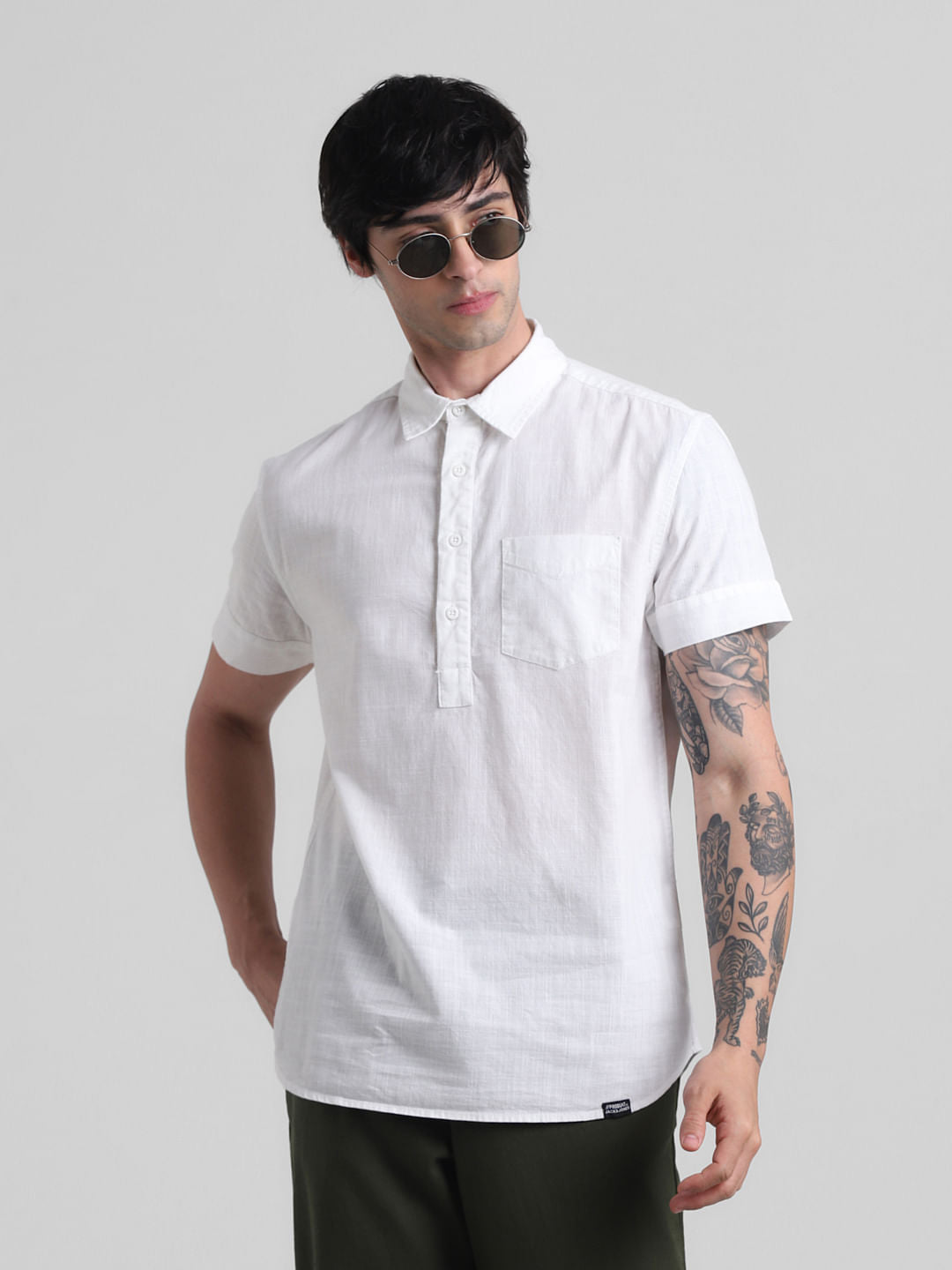 PRODUKT by JACK&JONES White Cotton Short Sleeves Shirt - S