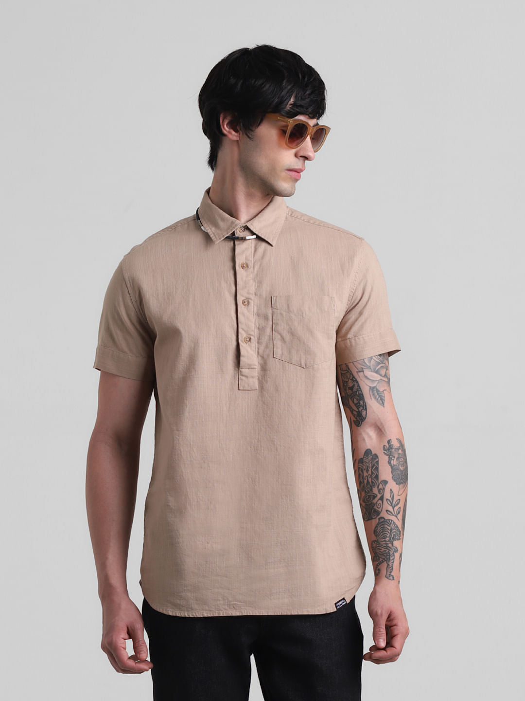 PRODUKT by JACK&JONES Brown Cotton Short Sleeves Shirt - S