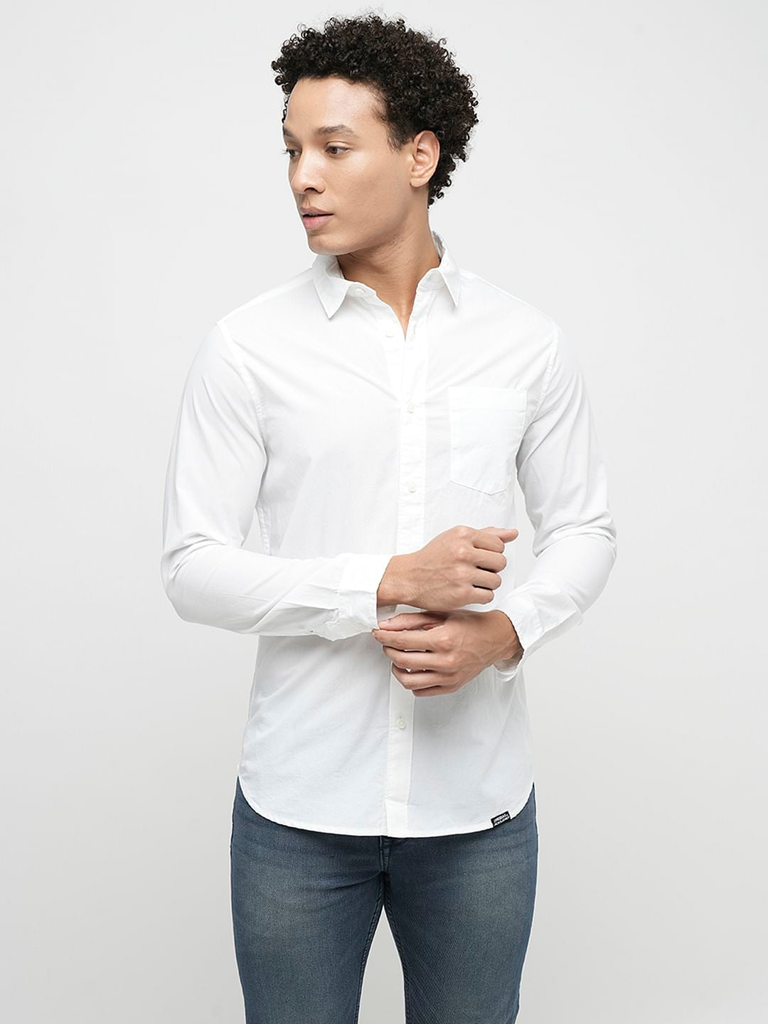 PRODUKT by JACK&JONES White Cotton Full Sleeves Shirt