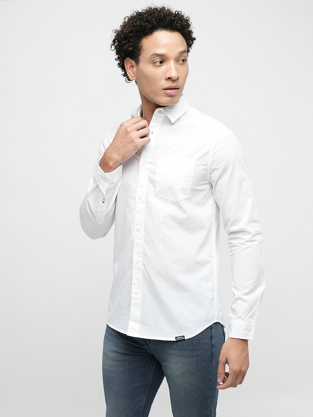 PRODUKT by JACK&JONES White Cotton Full Sleeves Shirt