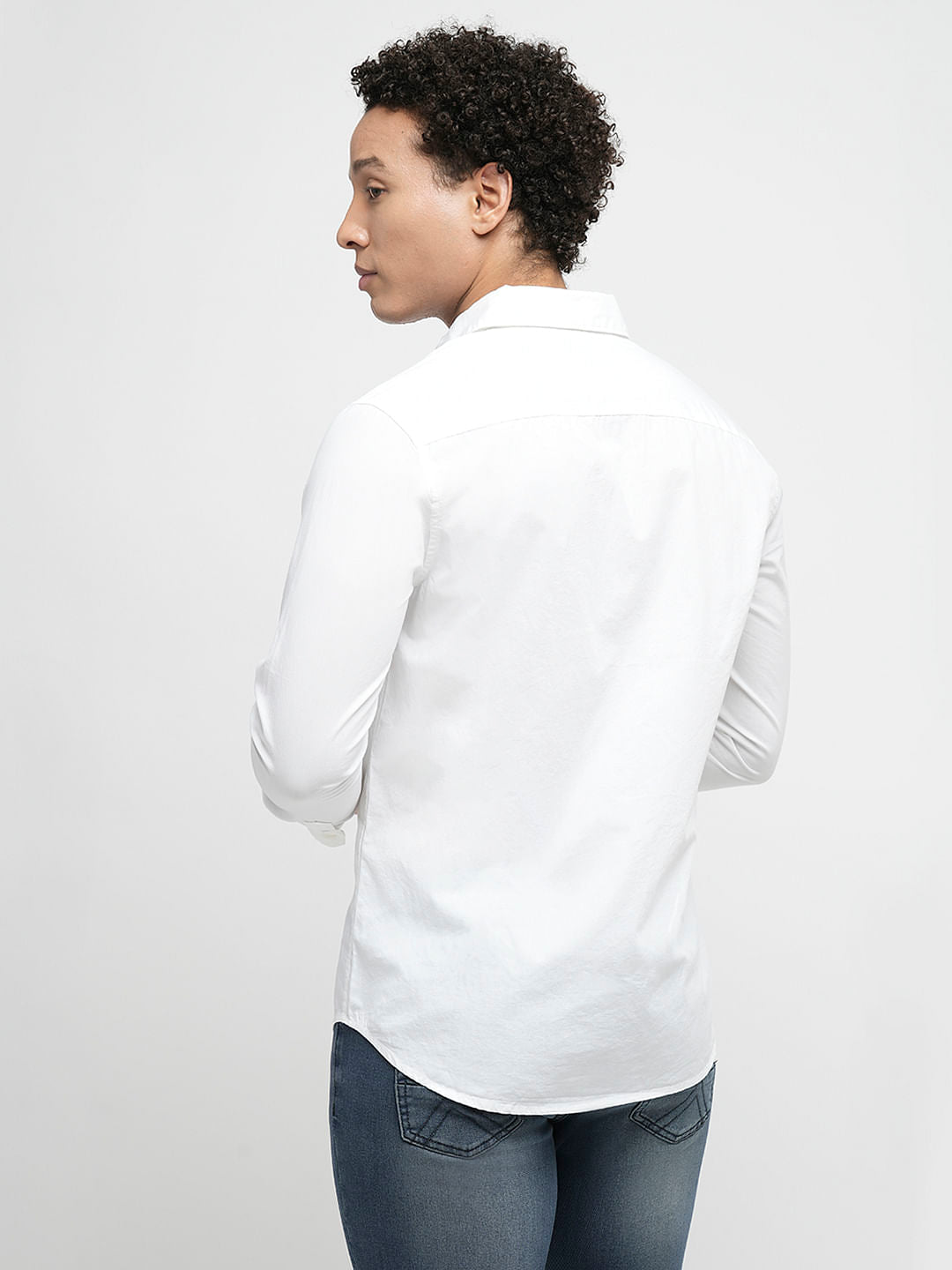 PRODUKT by JACK&JONES White Cotton Full Sleeves Shirt