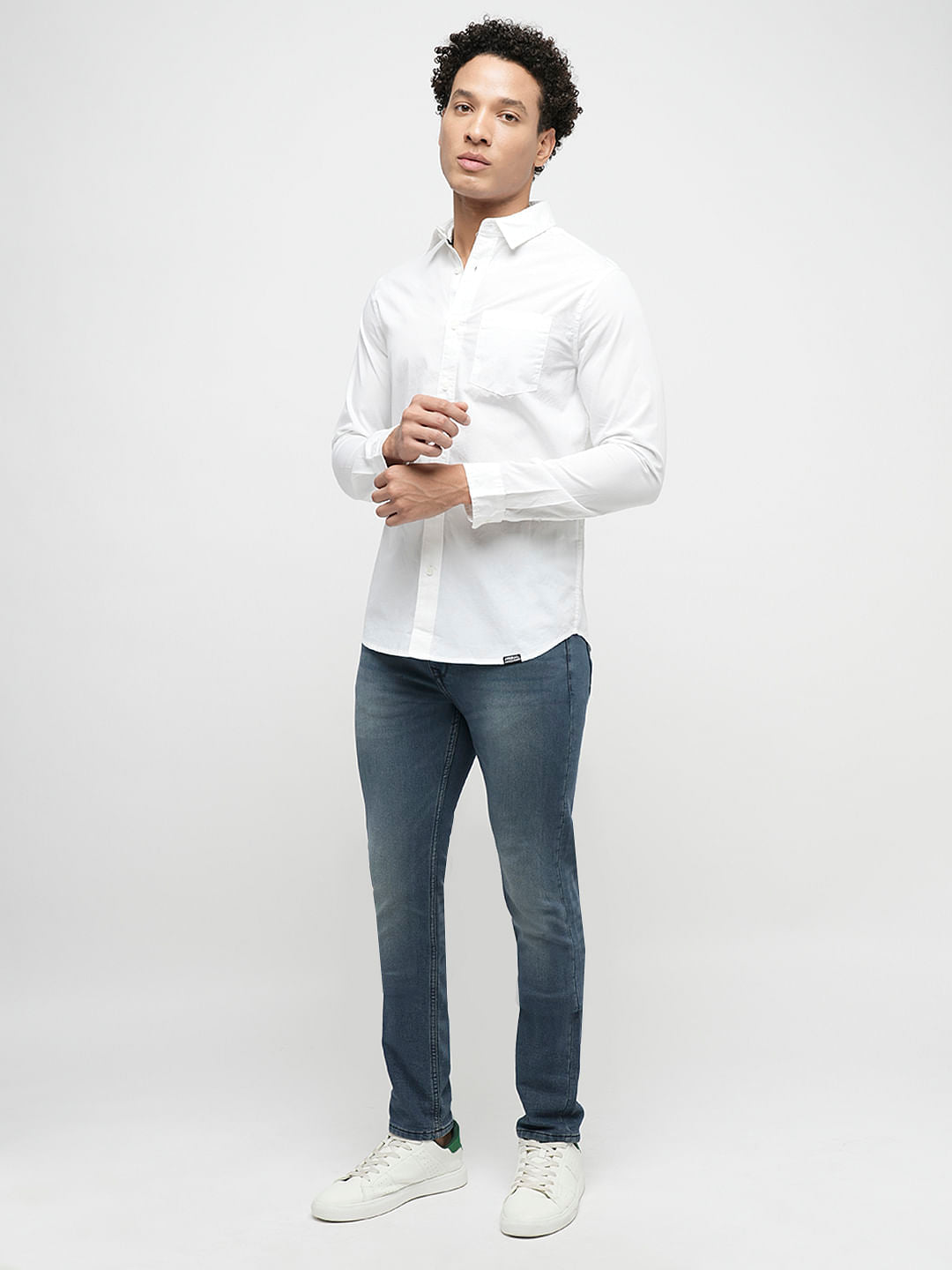 PRODUKT by JACK&JONES White Cotton Full Sleeves Shirt