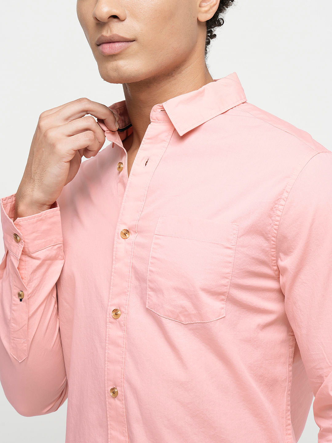 PRODUKT by JACK&JONES Pink Cotton Full Sleeves Shirt