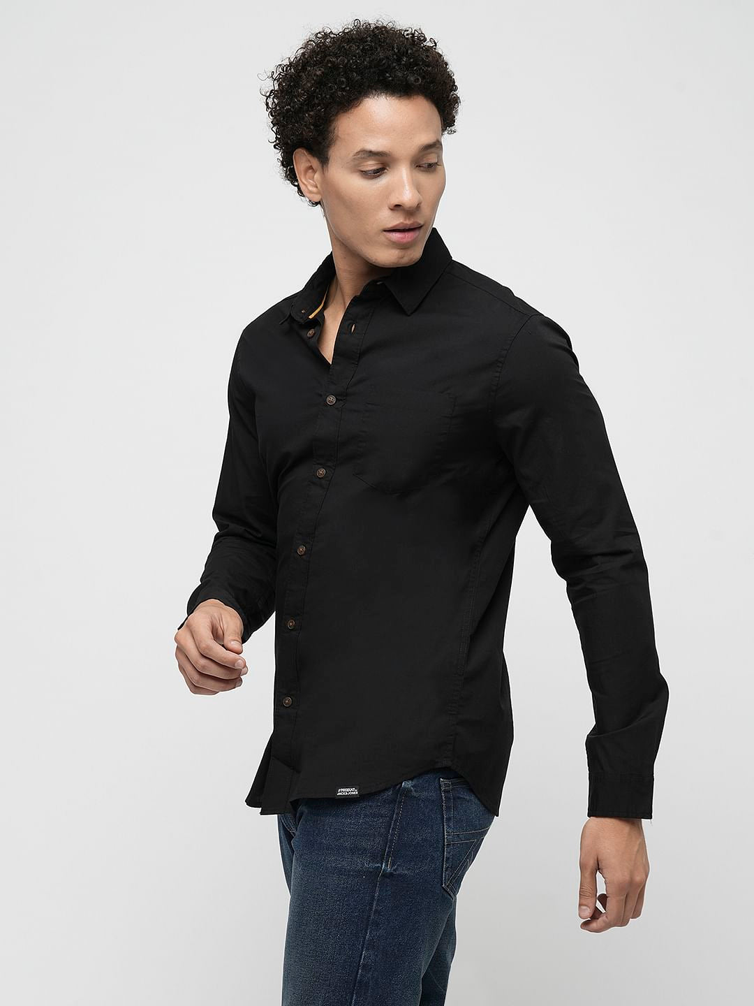 PRODUKT by JACK&JONES Black Cotton Full Sleeves Shirt