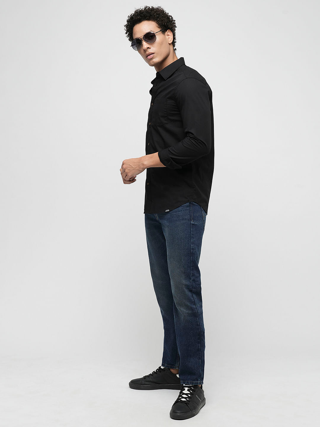 PRODUKT by JACK&JONES Black Cotton Full Sleeves Shirt