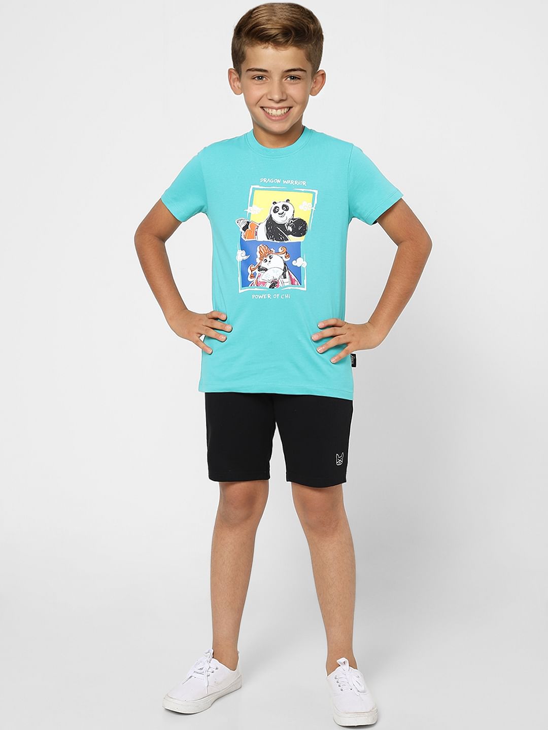 Boys X Kung Fu Panda Blue Graphic Print T-shirt - 4/5Y