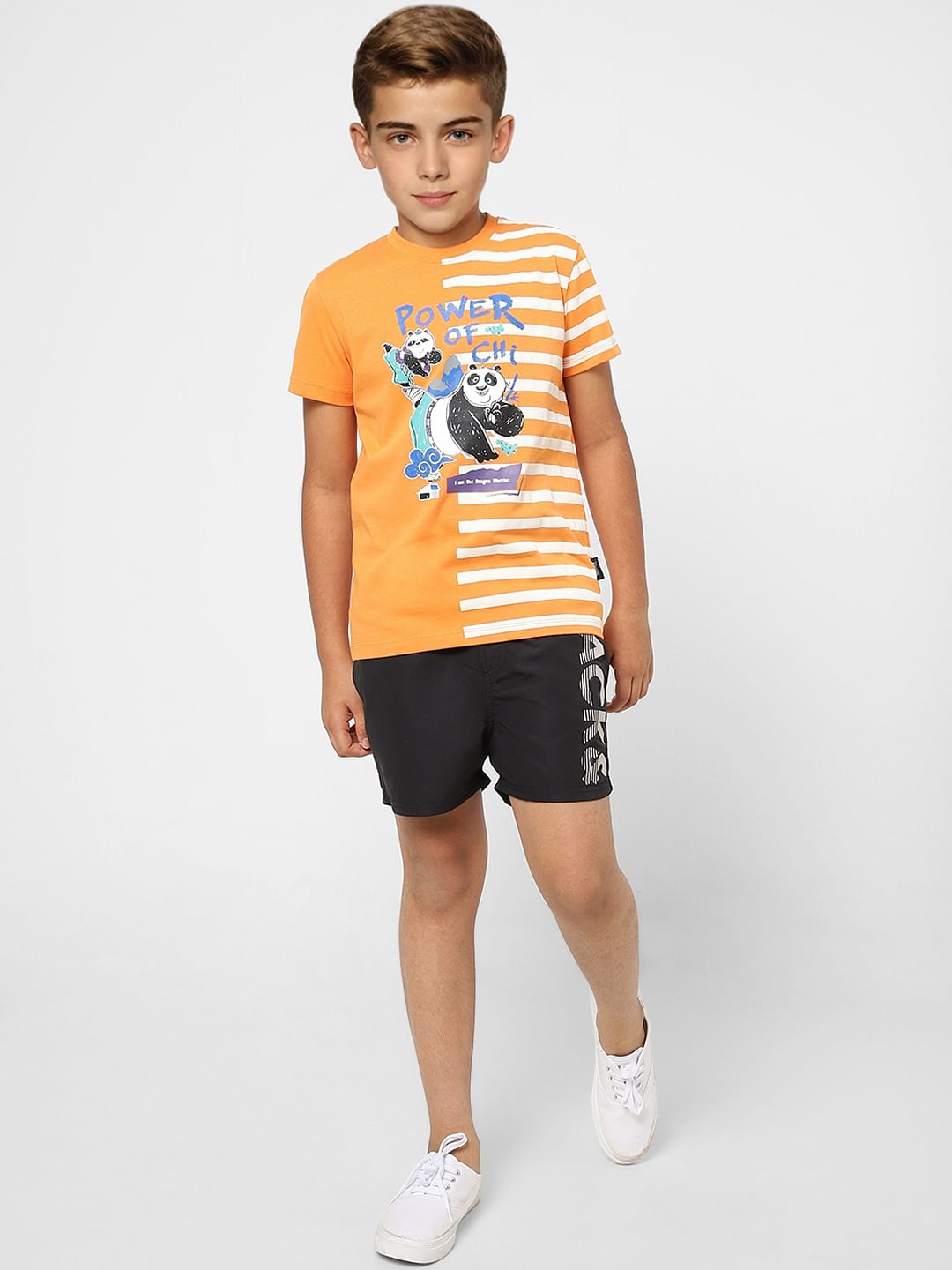 Boys X Kung Fu Panda Orange Graphic Print T-shirt - 4/5Y