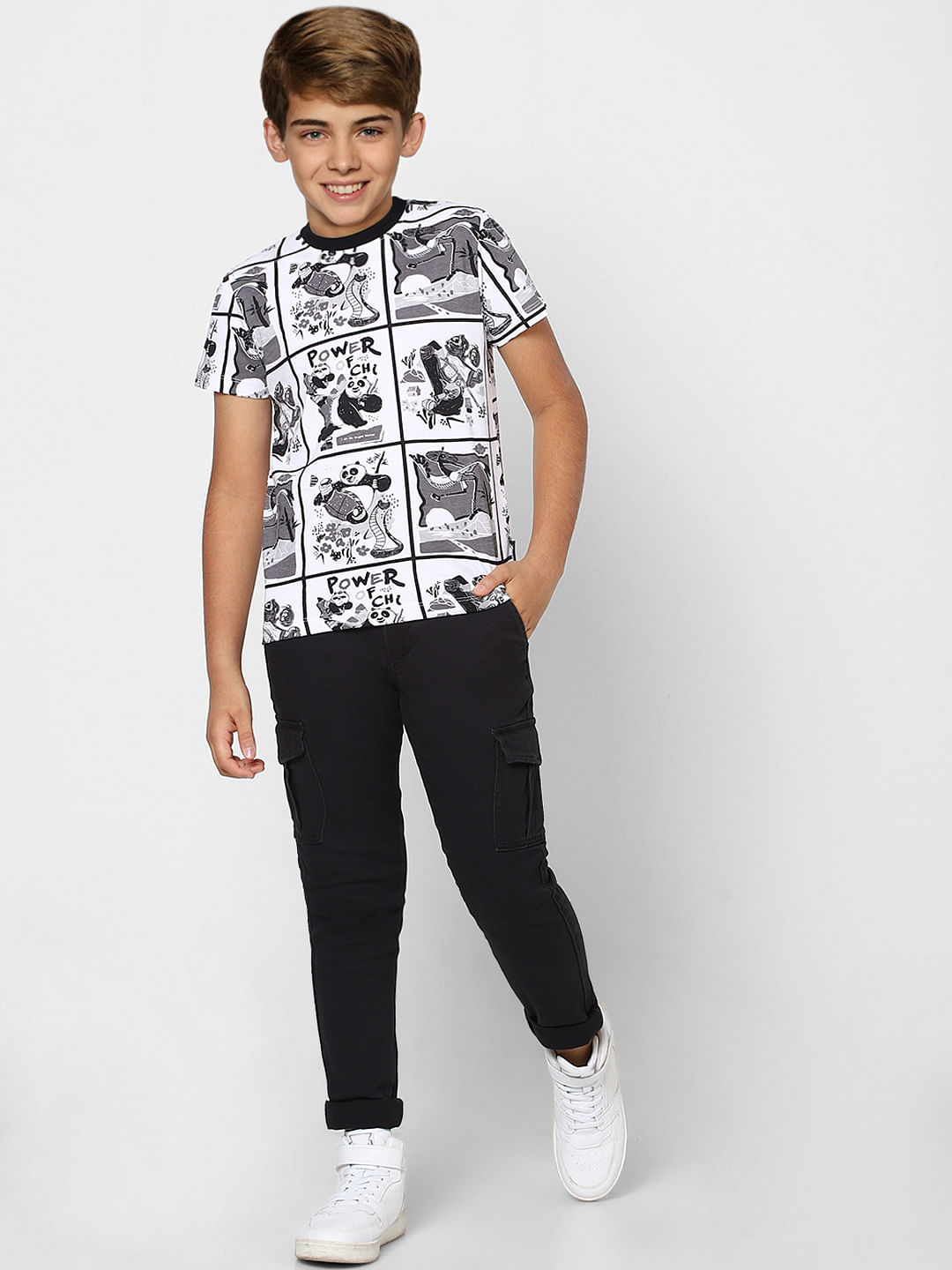Boys X Kung Fu Panda White Graphic Print T-shirt - 4/5Y