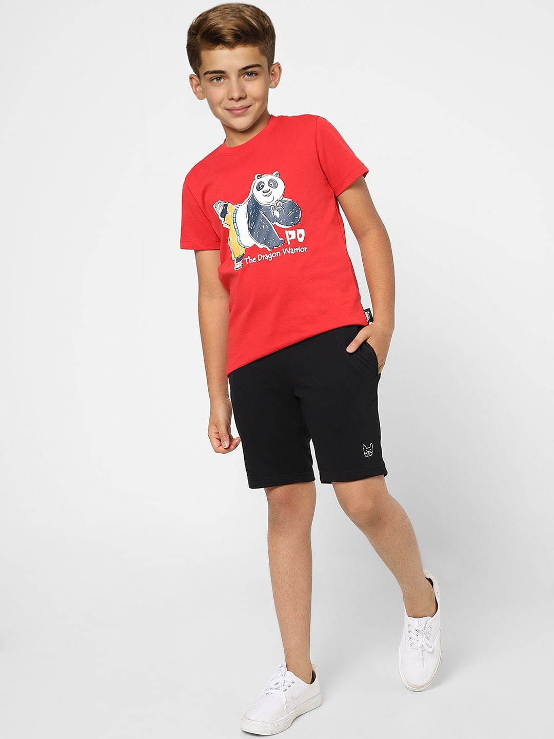 Boys X Kung Fu Panda Red Graphic Print T-shirt - 4/5Y