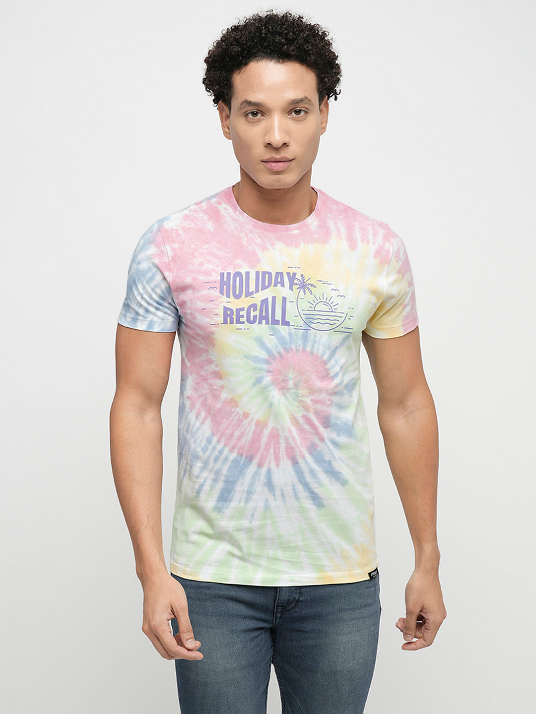 PRODUKT by JACK&JONES Pink Printed Crew Neck T-shirt