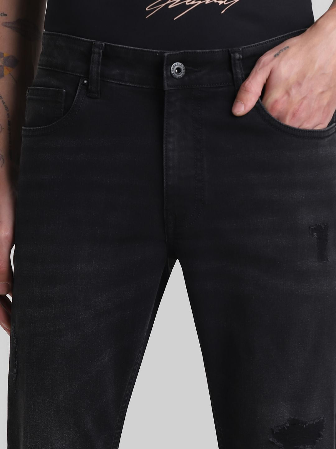 Black Low Rise Distressed Ben Skinny Jeans