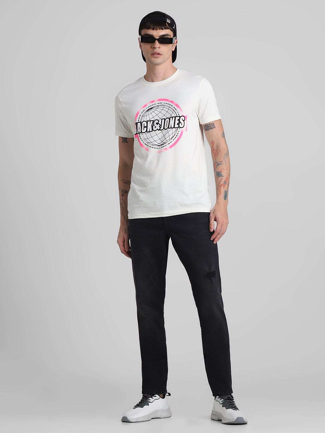 Black Low Rise Distressed Glenn Slim Jeans