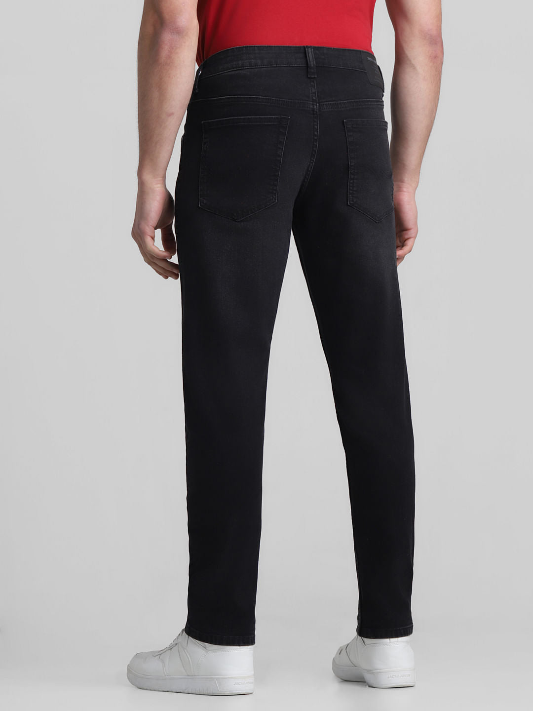 Black Mid Rise Distressed Brak Slim Jeans