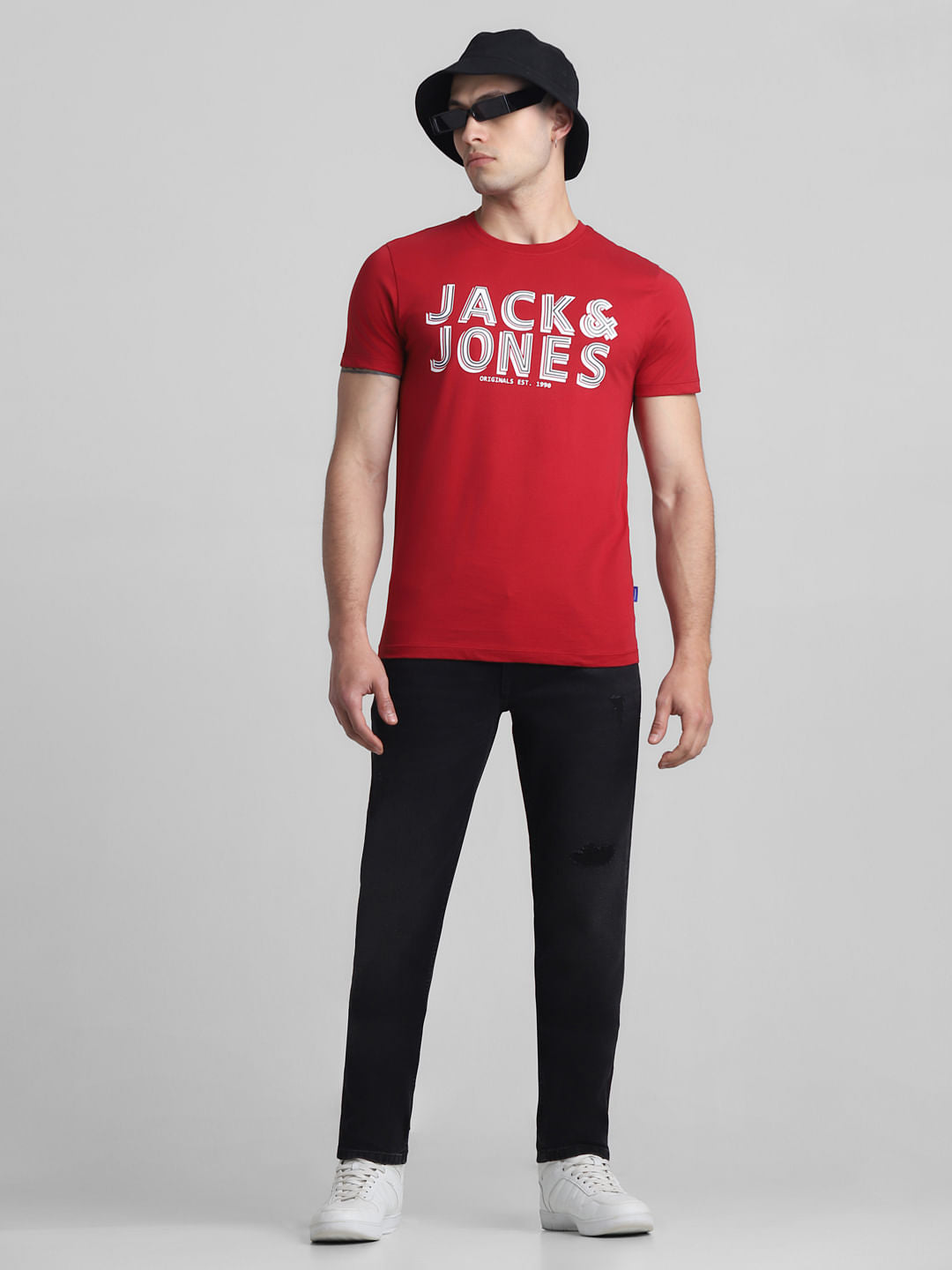 Black Mid Rise Distressed Brak Slim Jeans