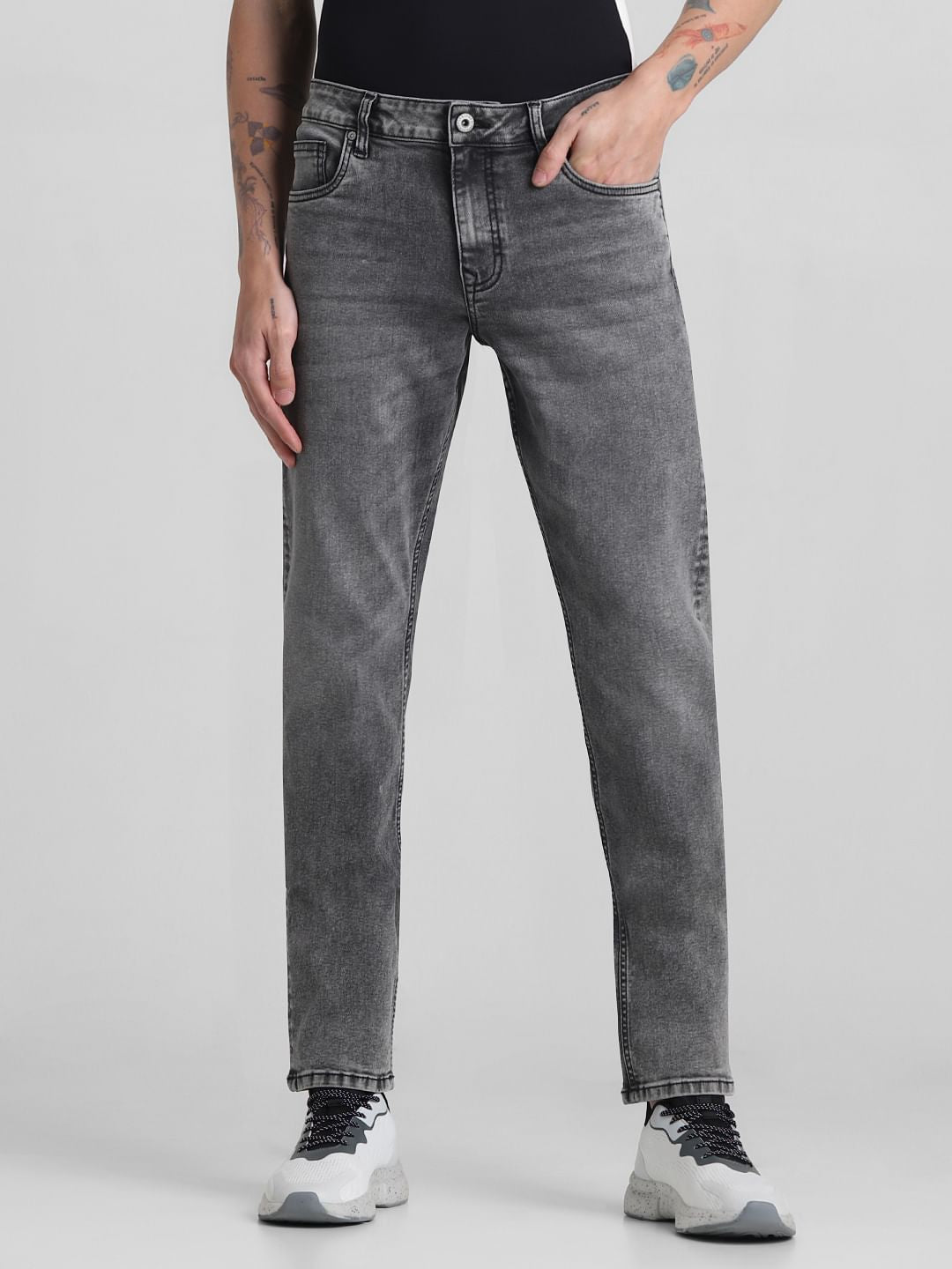Grey Low Rise Slim Fit Jeans - 30/32