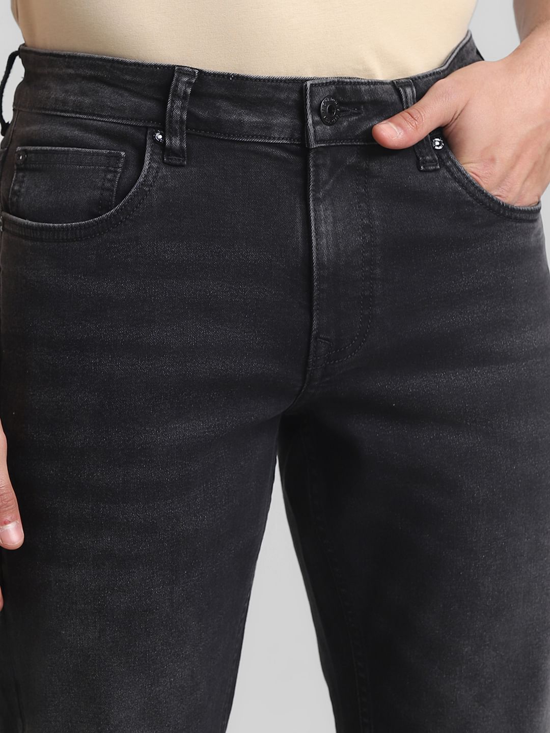 Grey Low Rise Washed Glenn Slim Jeans