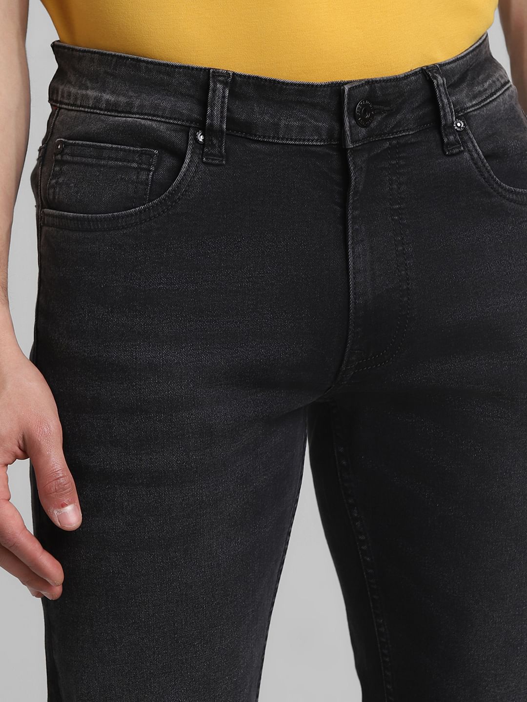 Grey Low Rise Washed Ben Skinny Jeans