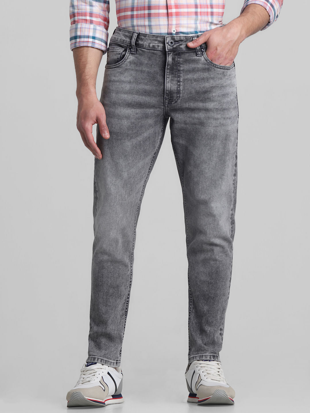 Light Grey Mid Rise Brak Slim Fit Jeans