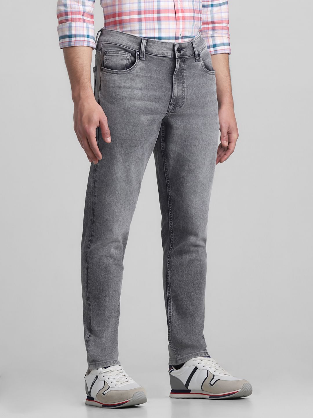 Light Grey Mid Rise Brak Slim Fit Jeans