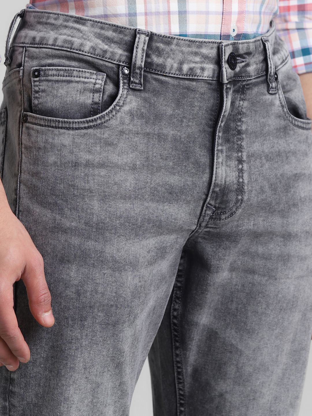 Light Grey Mid Rise Brak Slim Fit Jeans