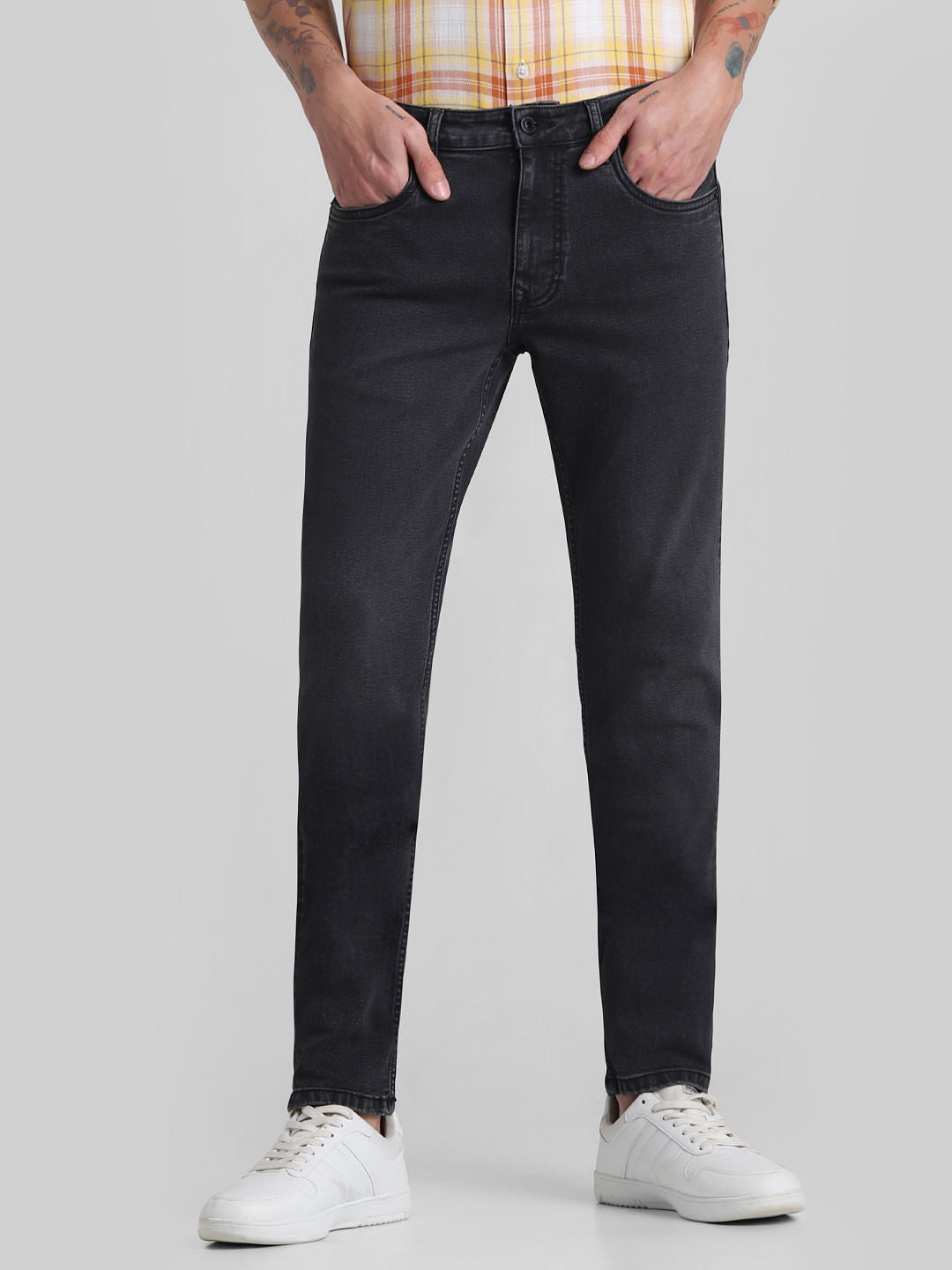 Dark Grey Low Rise Slim Fit Jeans