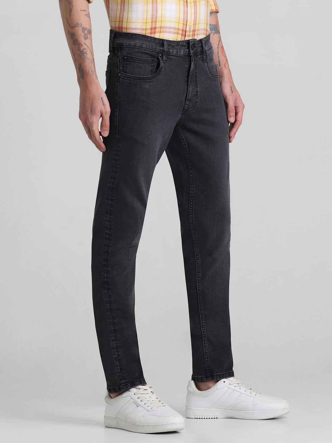 Dark Grey Low Rise Slim Fit Jeans